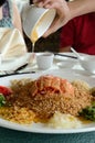 A special dish during Chinese New Year called Yusheng or Yee Sang Royalty Free Stock Photo