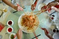 A special dish during Chinese New Year called Yusheng or Yee Sang Royalty Free Stock Photo