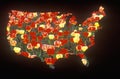 Special effects: Outline of the United States mainland with tulips