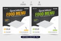 Special food menu design with dark backgrounds for digital marketing. Modern restaurant social media post vectors with abstract