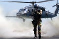 Special force assault in a mission with military helicopter Royalty Free Stock Photo