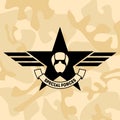 Special forces airforce Fighter. Armed forces badge, label or logo on camo background. Vector