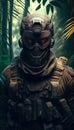 Special forces commando soldiers navigating their way through a dense jungle environment. Clad in camouflage gear and armed Royalty Free Stock Photo