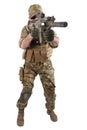 special forces operator with assault rifle Royalty Free Stock Photo