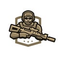 Special forces soldier. Logo, emblem. Vector illustration.