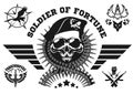 Special forces vector emblem with skull, ammunition and wings.