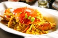 Special fried crab with sauces in chinese style on white plate Royalty Free Stock Photo