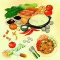 Special Fried Rice Asian Cuisine How to Cook Mix Media Illustration