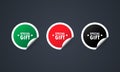 Special gift icon. Sticker set. Discount vector. Special gift labels set. Black, red and green round circle tags. Sale tags badges Royalty Free Stock Photo