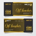 Special gift voucher card template with golden text for promotion. vector illustration.