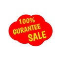 Special 100 percen gurantee sale red clouds tag isolated 3d. Discount offer price label, symbol for advertising in retail. Sticker
