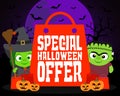 Special Halloween offer design background with kids