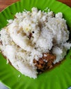 Special Kerala beef biryani served in green plate