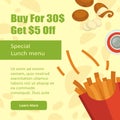 Special lunch menu french fries on sale at website