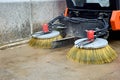 A special machine sweeps city paths