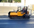 Special machinery asphalt roller . Asphalt paver, road repair vehicle. Photo