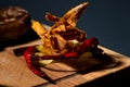 Special meal with french fries and red pepper Royalty Free Stock Photo