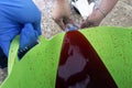 Special medical paint that simulates patients` blood