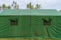 Special military tent for emergencies and rescue work. Background with selective focus