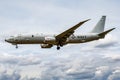 Special mission patrol plane at air base. Air force flight operation. Aviation and aircraft. Boeing P-8 Poseidon . Fly Royalty Free Stock Photo