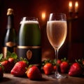 Special occasion luxury celebration, champagne and strawberries