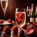 Special occasion luxury celebration, champagne and strawberries