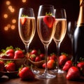 Special occasion luxury celebration, champagne and strawberries