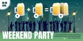 Weekend Party in City Pub Flat Vector Ad Poster