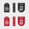 Special offer badge set. Sale badge 70% discount tag with black and red color. Black and red sales badge. Discount sticker Royalty Free Stock Photo