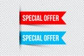 Special offer banners with shadows on transparent background. Can be used with any background