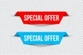 Special offer banners with shadows on transparent background. Can be used with any background. Vector illustration