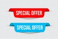 Special offer banners with shadows on transparent background. Can be used with any background. Vector illustration