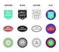 Special offer, best prise, guarantee, bio product.Label,set collection icons in cartoon,black,outline,flat style vector