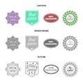 Special offer, best prise, guarantee, bio product.Label,set collection icons in cartoon,outline,monochrome style vector