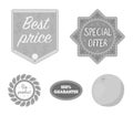 Special offer, best prise, guarantee, bio product.Label,set collection icons in monochrome style vector symbol stock