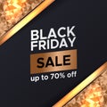 Special offer black friday sale discount promotion banner template season with golden pattern decoration for luxury elegant Royalty Free Stock Photo