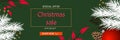Special offer, Christmas sale, up to 30% off, banner template design with white pine on green background Royalty Free Stock Photo