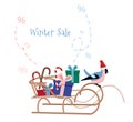 Christmas or New Year 2021 winter sale concept with sleigh full of presents.