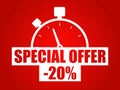 Special offer -20% discount vector illustration on red background