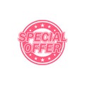 Special offer label. Red color, isolated on white.