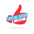 Special offer 50 OFF label. Red color, isolated on white. Royalty Free Stock Photo