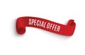 Special offer ribbon.Red scroll. Banner sale tag. Market special offer discount Royalty Free Stock Photo