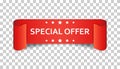 Special offer ribbon vector icon. Discount, sale sticker label o