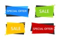 Special offer sale banner for your design . discount clearance event festival . minimal style . sticker price tag . badge