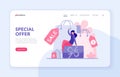 Special offer sale and discount concept landing page website banner template. Royalty Free Stock Photo