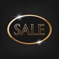 Special offer sale, golden text. Sale vector lettering of gold on black background Royalty Free Stock Photo