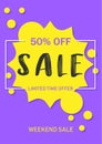 Special offer sale limited time poster A4 Scale violet tone , Banner promotion discount clearance event festival , illustration Royalty Free Stock Photo