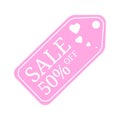 Special offer sale tag discount for Valentines Day. 50% OFF Sale Discount Banner. Special offer price signs. Sale Pink Label Royalty Free Stock Photo