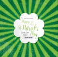 Special offer sale text badge with green clover leaves halfton