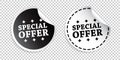 Special offer sticker. Black and white vector illustration.